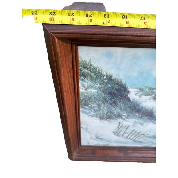 Vintage Seascape Beach At the Beach  Scene Framed Art Lithograph Print By A. Seh - Picture 6 of 8